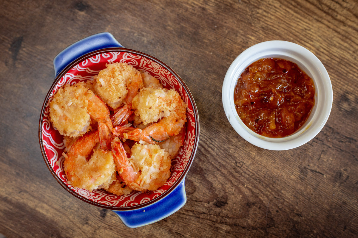 Coconut Shrimp with Peach Sriracha Dipping Sauce