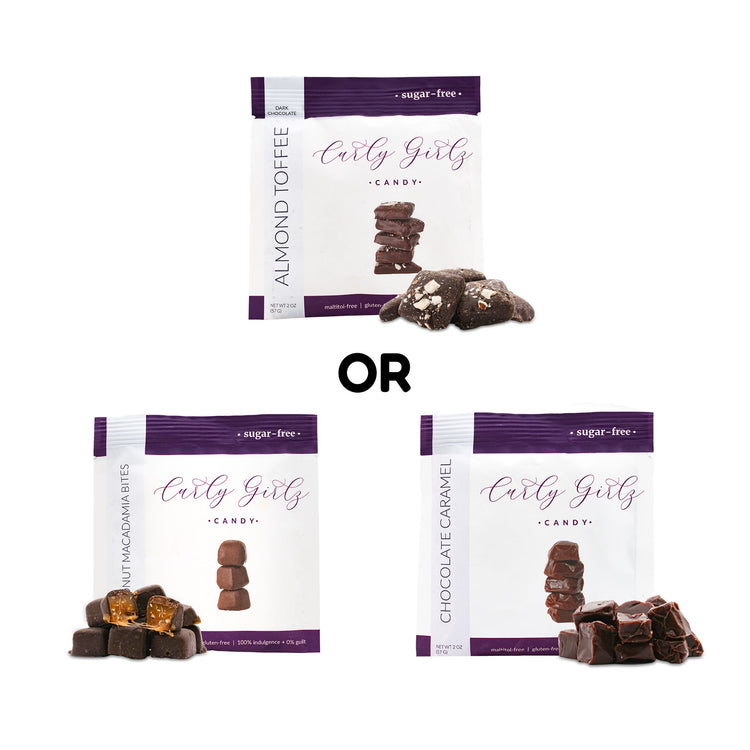 Almond Toffee - Dark Chocolate OR Chocolate Caramels OR Coconut Macadamia Bites