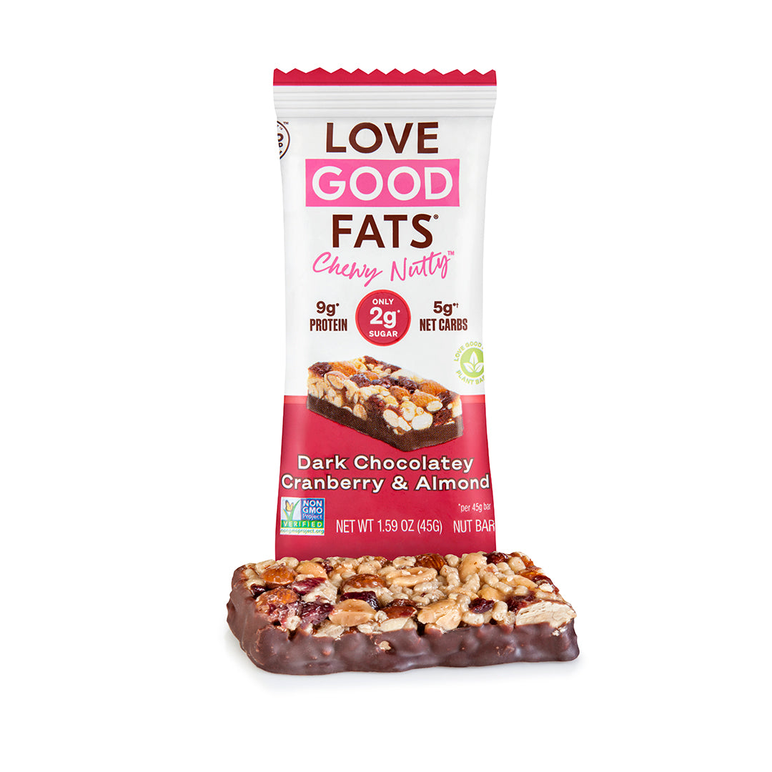 Chewy Nutty Dark Chocolatey Cranberry & Almond Keto Bar