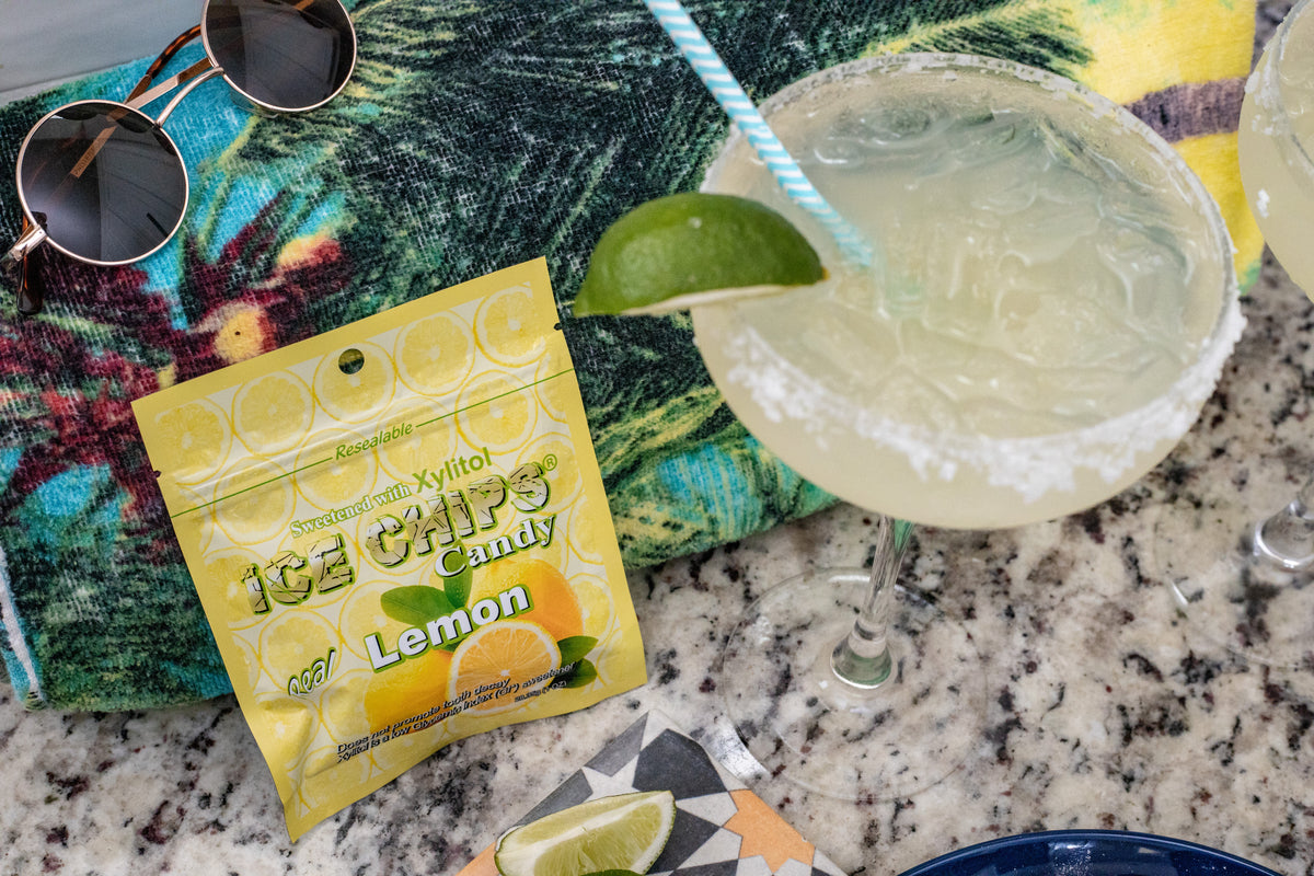 Keto Margarita with Lemon Ice Chips Candy