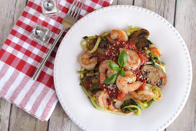 Shrimp and Mushroom Zucchini Pasta